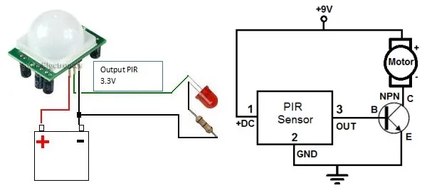 Rangkaian sensor gerak dengan transistor Rangkaian sensor gerak dengan transistor