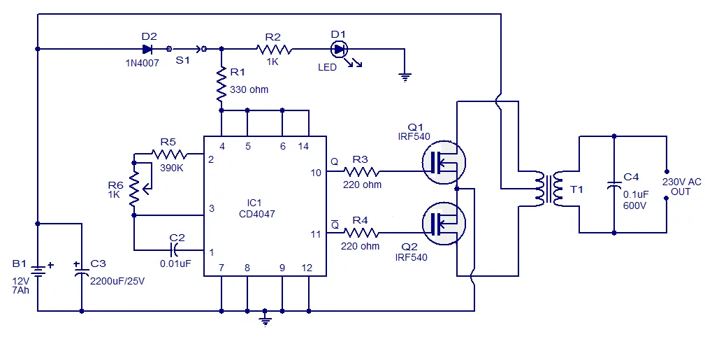 Skema Rangkaian Inverter 100 Watt