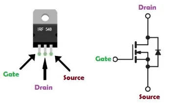 urutan kaki mosfet IRF540