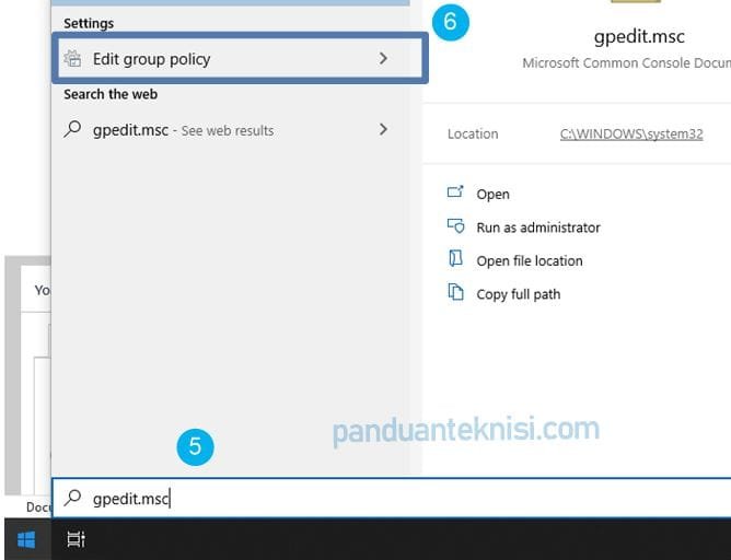 Buka Local Group Policy Windows 10