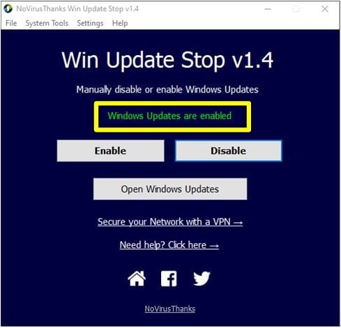 Win Update Stop Windows Update Status