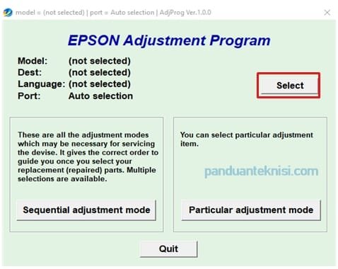 Epson Software adjustment program L385